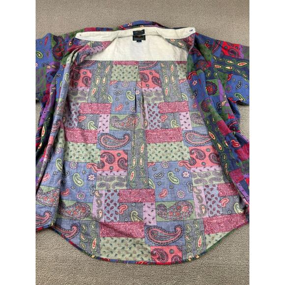Vintage Chaps Ralph Lauren Men's Paisley Button Up Shirt XL Short Sleeve - Picture 9 of 9
